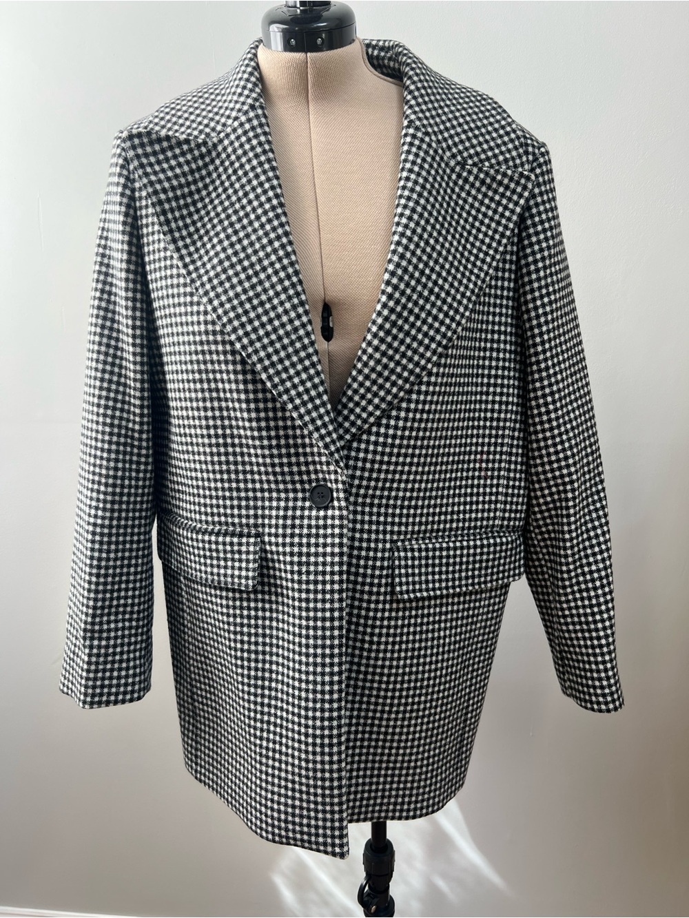 NWT AllSaints Black & White Houndstooth Blazer Jacket 10